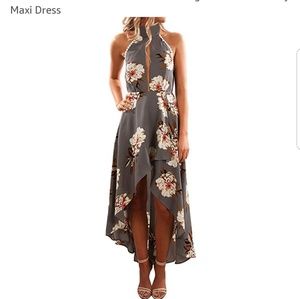 Floral Print High Low Maxi Dress